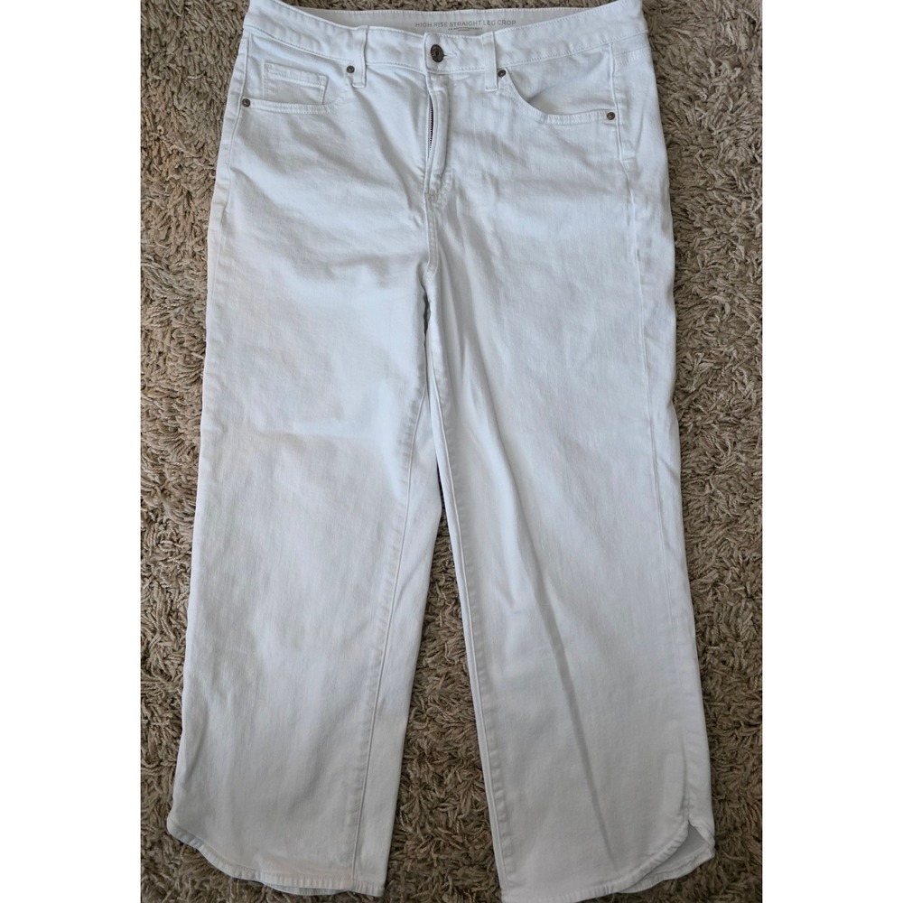 Chicos Crop Jeans‎ Womens Size 2 (12/14) High Rise Straight Leg Stretch Denim